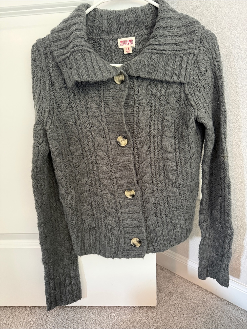 Mossimo Supply Co. Women's Gray Cable-Knit Button-Up Cardigan